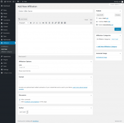 Page screenshot: Affiliation &rarr; Add New