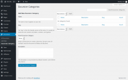 Page screenshot: Excursions &rarr; Excursion Category