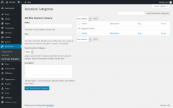 Page screenshot: Excursions &rarr; Excursion Category