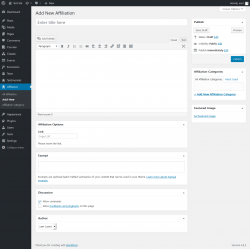 Page screenshot: Affiliation &rarr; Add New