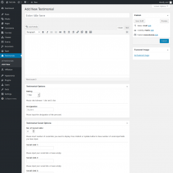 Page screenshot: Testimonials &rarr; Add New