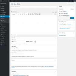 Page screenshot: Classes &rarr; Add New
