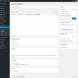 Page screenshot: Affiliation &rarr; Add New