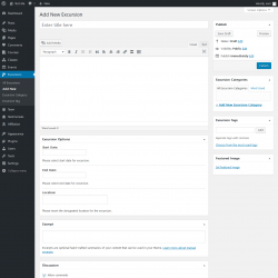 Page screenshot: Excursions &rarr; Add New