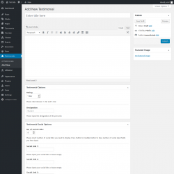 Page screenshot: Testimonials &rarr; Add New