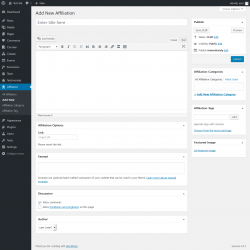 Page screenshot: Affiliation &rarr; Add New