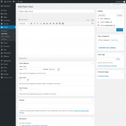 Page screenshot: Classes &rarr; Add New