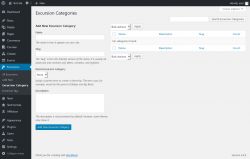 Page screenshot: Excursions &rarr; Excursion Category