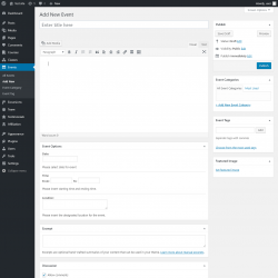 Page screenshot: Events &rarr; Add New
