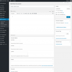 Page screenshot: Excursions &rarr; Add New
