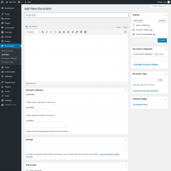 Page screenshot: Excursions &rarr; Add New