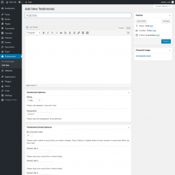 Page screenshot: Testimonials &rarr; Add New