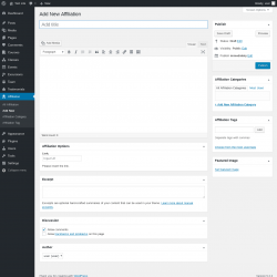 Page screenshot: Affiliation &rarr; Add New