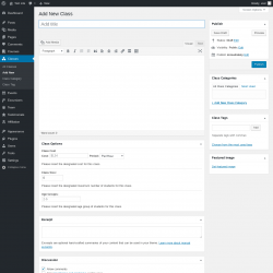 Page screenshot: Classes &rarr; Add New