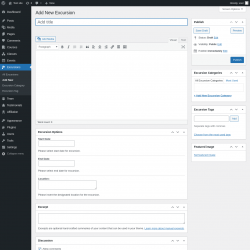 Page screenshot: Excursions &rarr; Add New