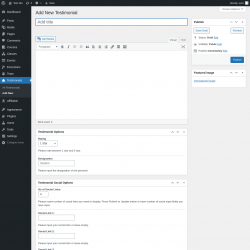 Page screenshot: Testimonials &rarr; Add New