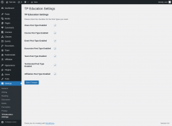 Page screenshot: Settings &rarr; TP Education Settings