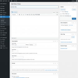 Page screenshot: Classes &rarr; Add New