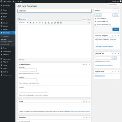Page screenshot: Excursions &rarr; Add New