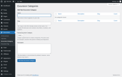 Page screenshot: Excursions &rarr; Excursion Category