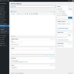 Page screenshot: Affiliation &rarr; Add New