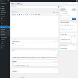 Page screenshot: Affiliation &rarr; Add New