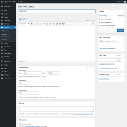 Page screenshot: Classes &rarr; Add New