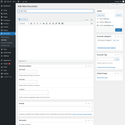 Page screenshot: Excursions &rarr; Add New