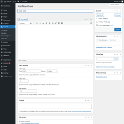 Page screenshot: Classes &rarr; Add New