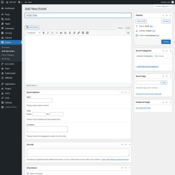 Page screenshot: Events &rarr; Add New Event