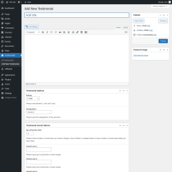 Page screenshot: Testimonials &rarr; Add New Testimonial