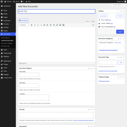 Page screenshot: Excursions &rarr; Add New Excursion