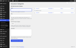 Page screenshot: Excursions &rarr; Excursion Category