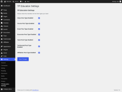 Page screenshot: Settings &rarr; TP Education Settings
