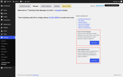 Page screenshot: Settings &rarr; Tracking Code Manager