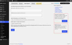Page screenshot: Settings &rarr; Tracking Code Manager &rarr; Admin Options
