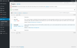 Page screenshot: Plugins ‹ Test site — WordPress