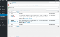 Page screenshot: Plugins ‹ Test site — WordPress