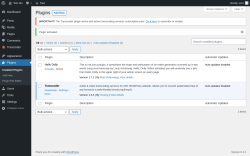 Page screenshot: Plugins ‹ Test site — WordPress