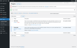 Page screenshot: Plugins ‹ Test site — WordPress