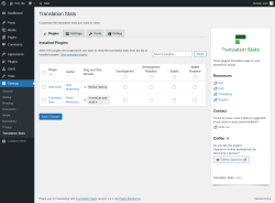 Page screenshot: Settings → Translation Stats