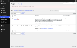 Page screenshot: Plugins &lsaquo; Test site &mdash; WordPress