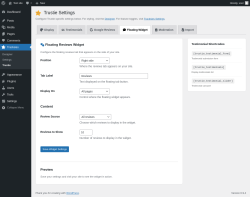 Page screenshot: Tracksies &rarr; Trustie &rarr; 
						
						Floating Widget					