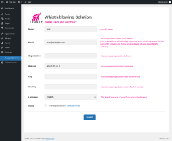 Page screenshot: Trusty WBS Form