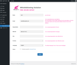 Page screenshot: Trusty WBS Form