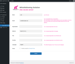 Page screenshot: Trusty WBS Form