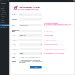Page screenshot: Trusty WBS Form