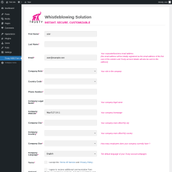 Page screenshot: Trusty WBS Form