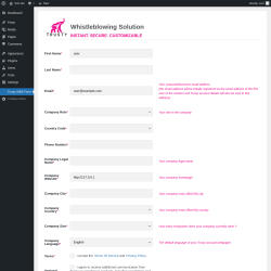 Page screenshot: Trusty WBS Form