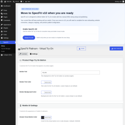 Page screenshot: SpecFit &rarr; 
             Settings
        
